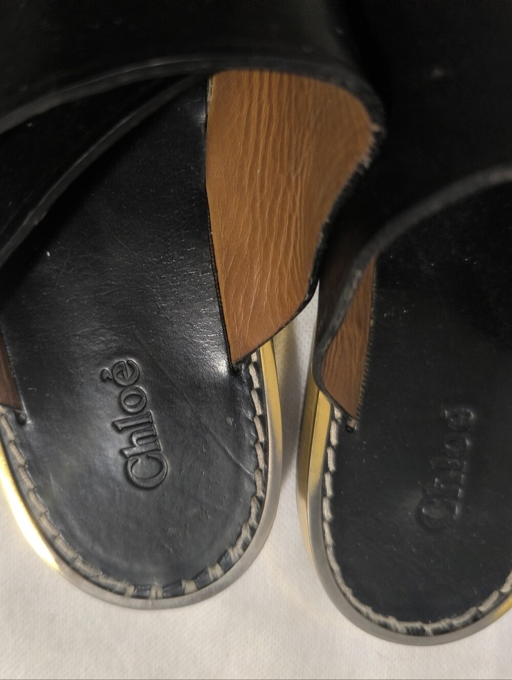 Chloé Wave Black Leather Flat Sandals 38 - Picture 10 of 15